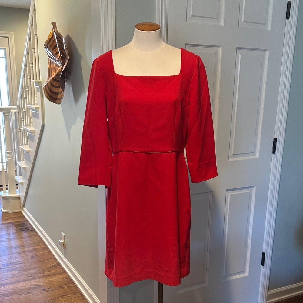 Ann Taylor Red Square-Neck Dress Sz 10